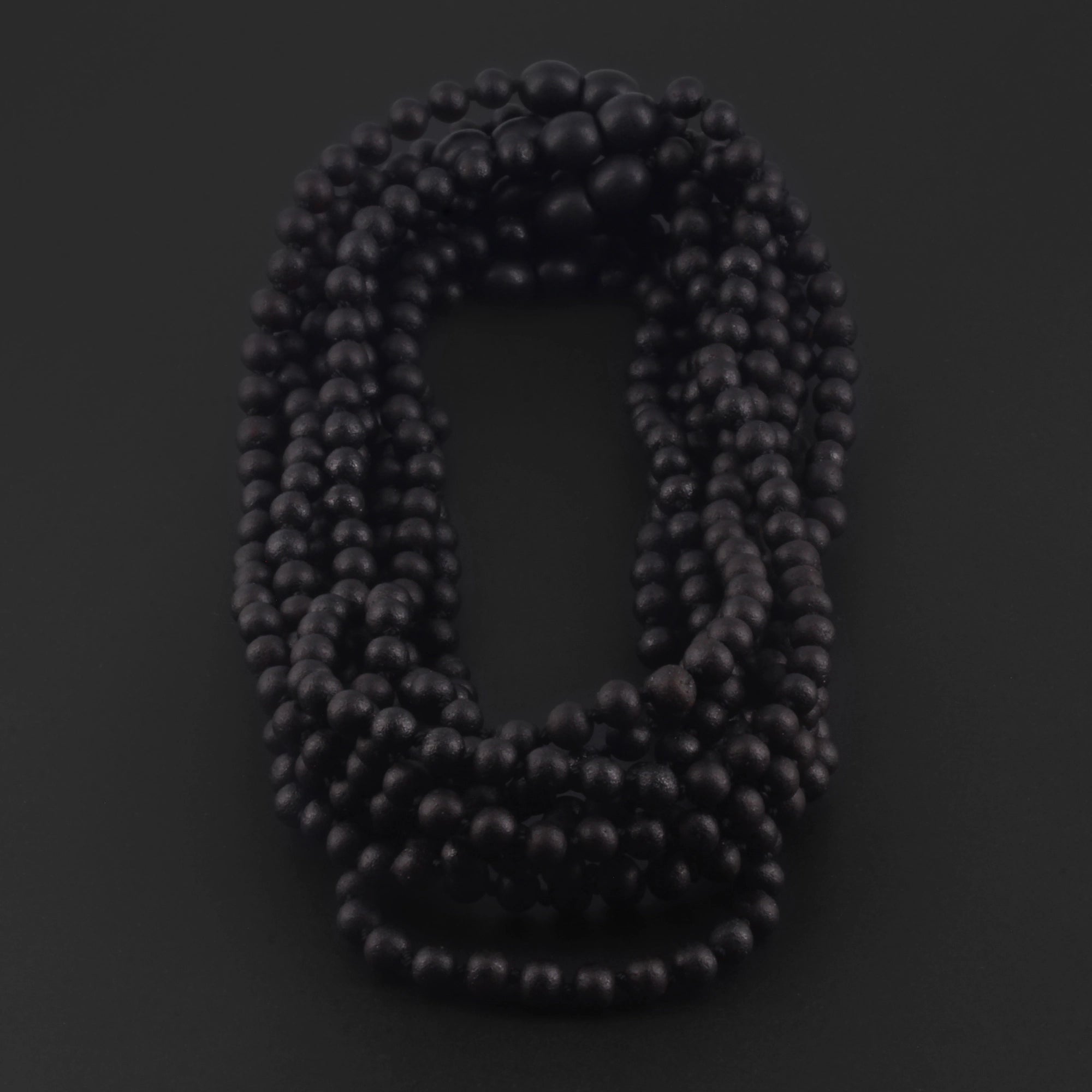Baltic Amber Baby Teething Necklace Baroque Black Matte Finish - Wholesale Lot of 10pcs - 32cm / 12.6in - XB54BM