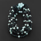 Baltic Amber & Sky Blue Jade Baby Teething Necklace Baroque Black Matte Finish - Wholesale Lot of 10pcs - 32cm / 12.6in - LE547