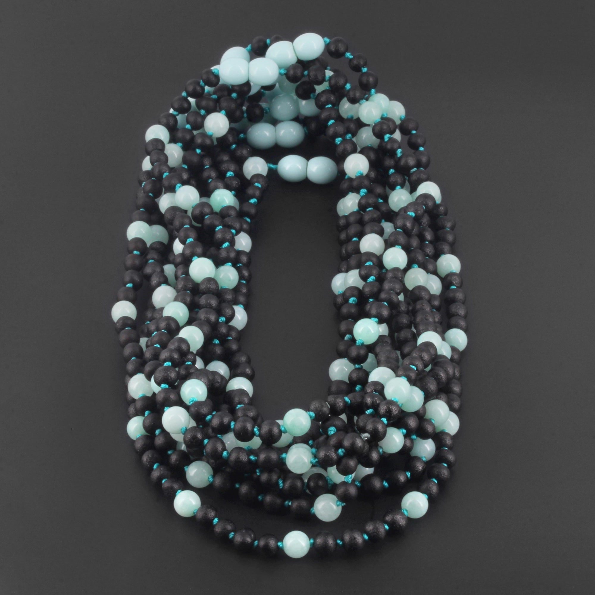 BALTIC AMBER JUNIOR NECKLACES WITH SKY BLUE JADE LOT OF 10pcs. JN85