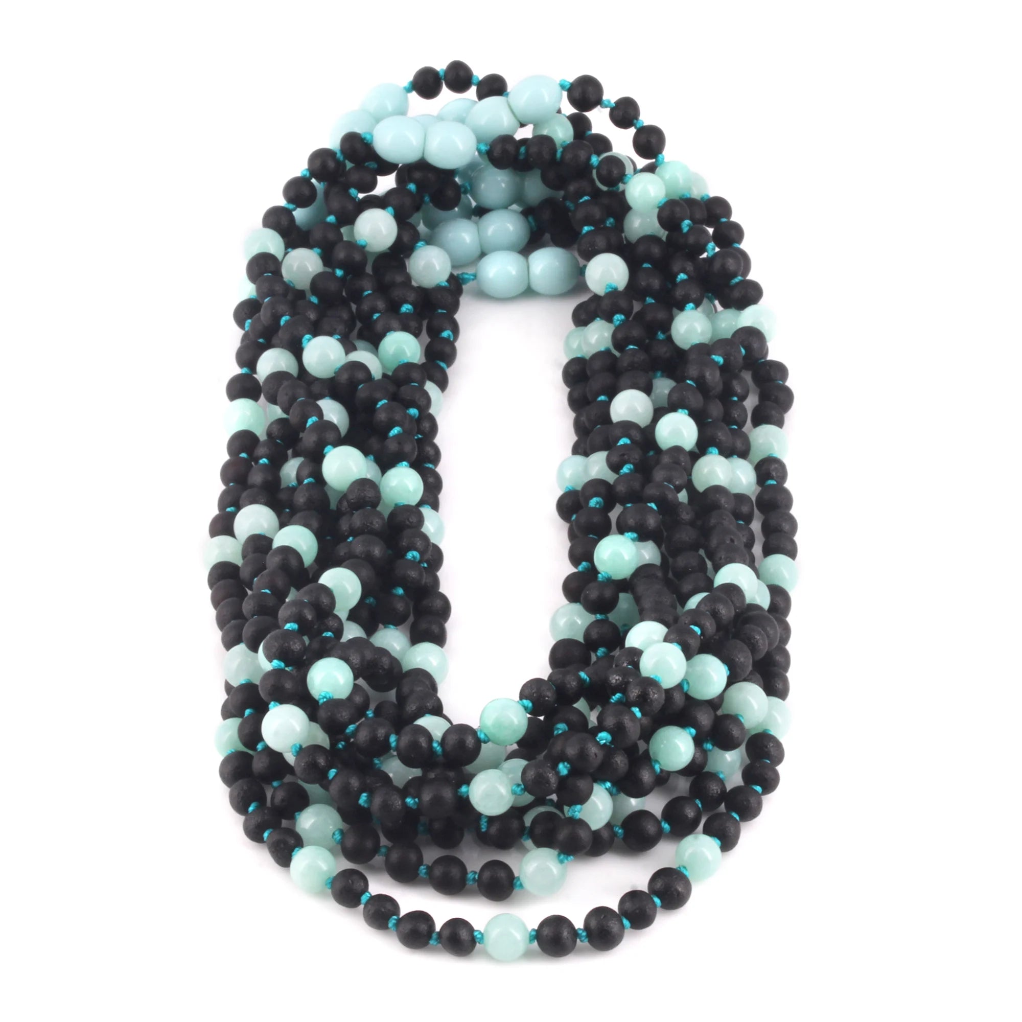 BALTIC AMBER JUNIOR NECKLACES WITH SKY BLUE JADE LOT OF 10pcs. JN85