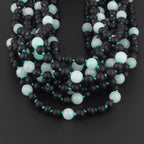 Baltic Amber & Sky Blue Jade Baby Teething Necklace Baroque Black Matte Finish - Wholesale Lot of 10pcs - 32cm / 12.6in - LE547