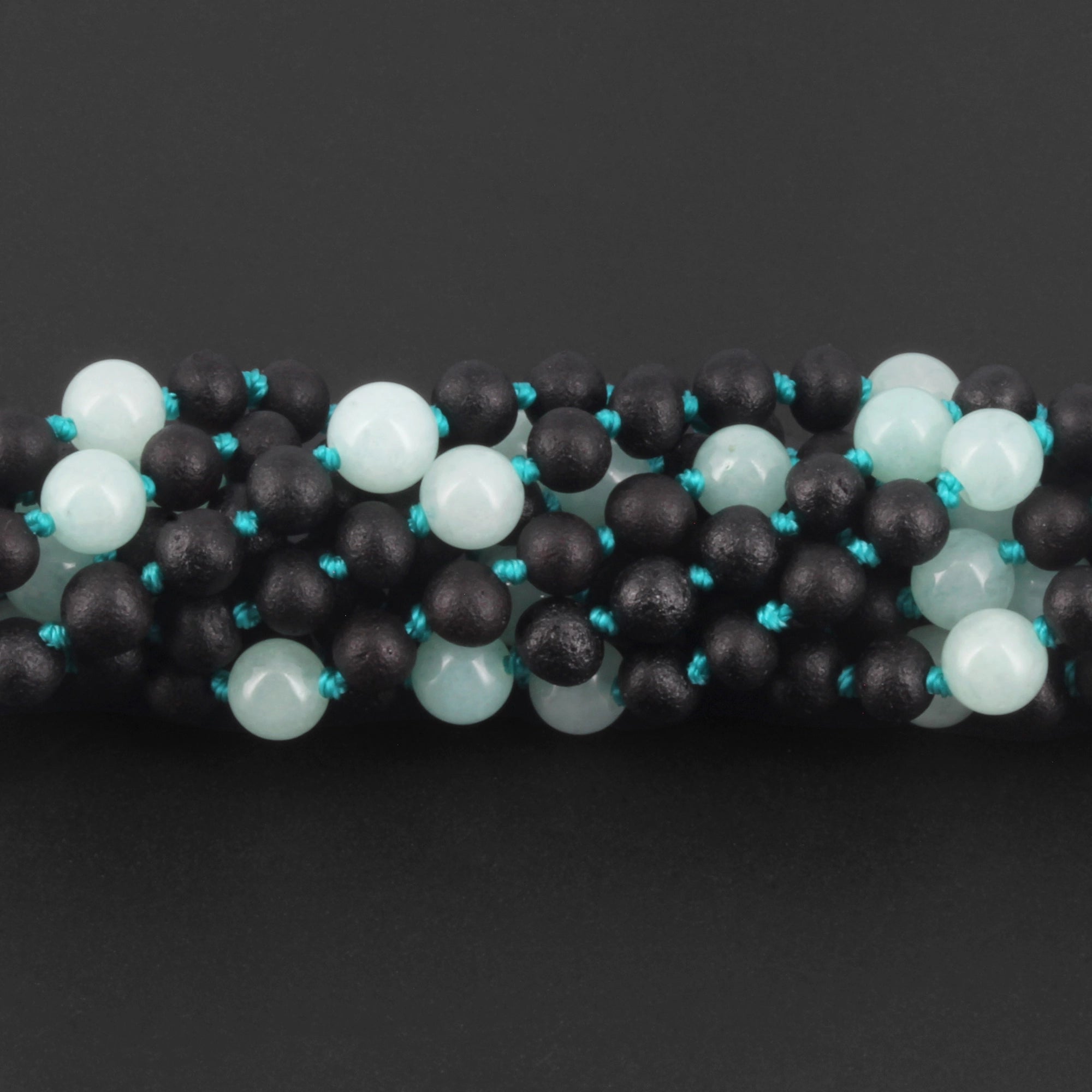 Baltic Amber & Sky Blue Jade Baby Teething Necklace Baroque Black Matte Finish - Wholesale Lot of 10pcs - 32cm / 12.6in - LE547