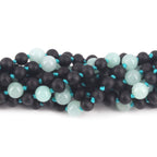 Baltic Amber & Sky Blue Jade Baby Teething Necklace Baroque Black Matte Finish - Wholesale Lot of 10pcs - 32cm / 12.6in - LE547