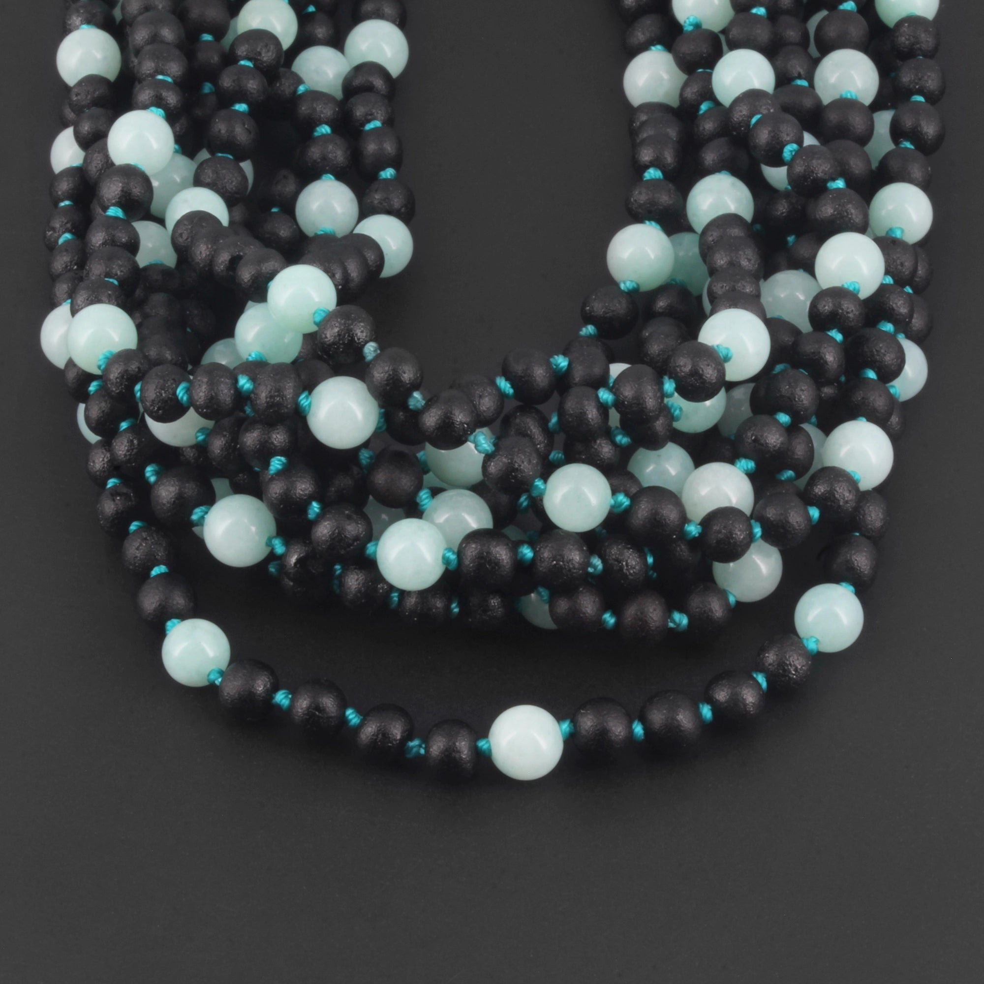 BALTIC AMBER JUNIOR NECKLACES WITH SKY BLUE JADE LOT OF 10pcs. JN85