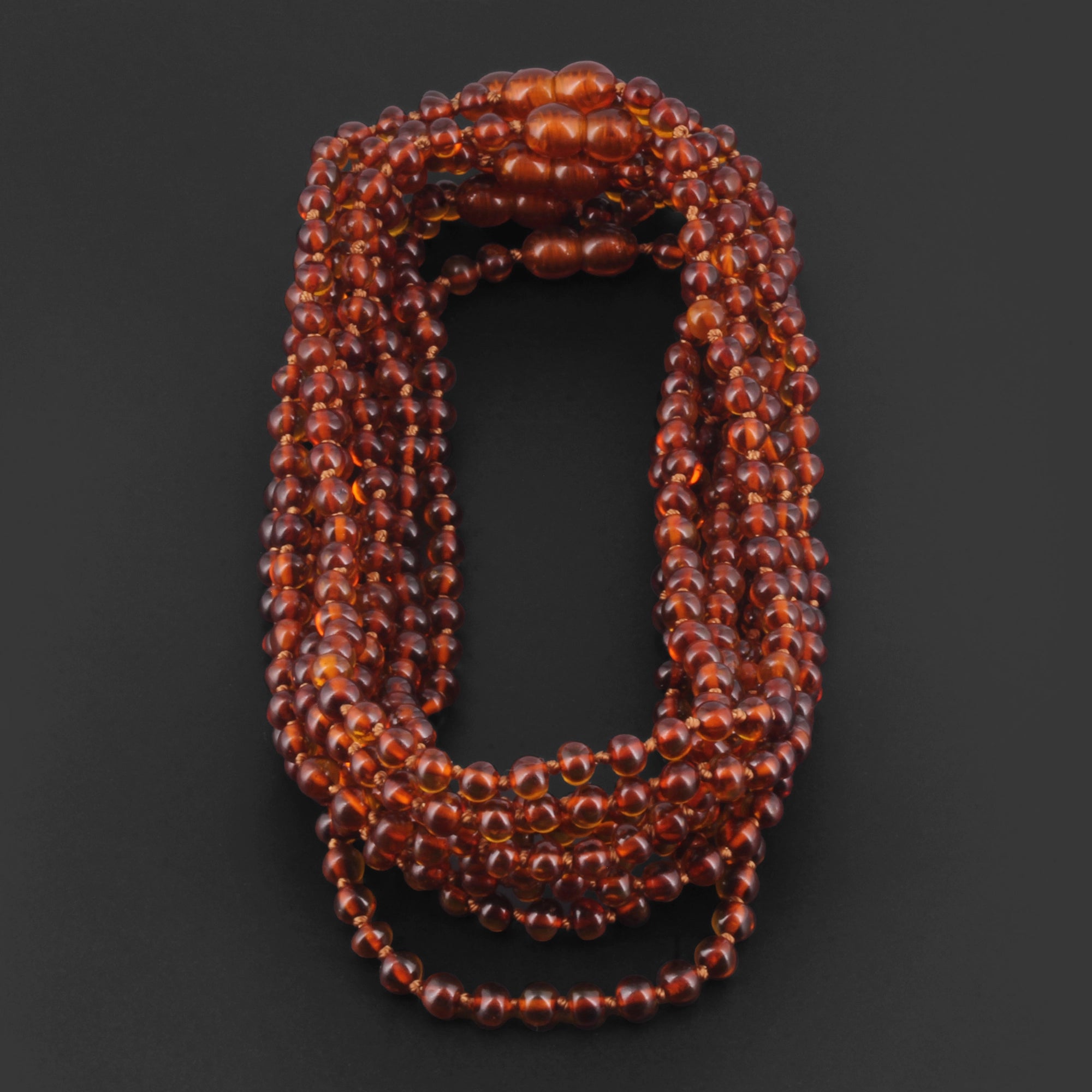 Baltic Amber Baby Teething Necklace Baroque Cognac Glossy Finish - Wholesale Lot of 10pcs - 32cm / 12.6in - XB54C