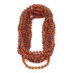 Baltic Amber Baby Teething Necklace Baroque Cognac Glossy Finish - Wholesale Lot of 10pcs - 32cm / 12.6in - XB54C