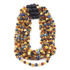 BALTIC AMBER JUNIOR NECKLACES WITH DEEP BLUE IMPERIAL JASPER LOT OF 10pcs. JN101