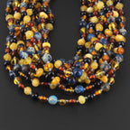 BALTIC AMBER JUNIOR NECKLACES WITH DEEP BLUE IMPERIAL JASPER LOT OF 10pcs. JN101