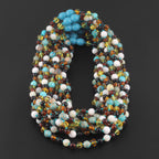 BALTIC AMBER JUNIOR NECKLACES WITH LAKE BLUE IMPERIAL JASPER & TRIDACNA SHELL LOT OF 10pcs. JN96-T