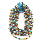 BALTIC AMBER JUNIOR NECKLACES WITH LAKE BLUE IMPERIAL JASPER & TRIDACNA SHELL LOT OF 10pcs. JN96-T