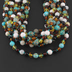 BALTIC AMBER JUNIOR NECKLACES WITH LAKE BLUE IMPERIAL JASPER & TRIDACNA SHELL LOT OF 10pcs. JN96-T