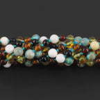 BALTIC AMBER JUNIOR NECKLACES WITH LAKE BLUE IMPERIAL JASPER & TRIDACNA SHELL LOT OF 10pcs. JN96-T