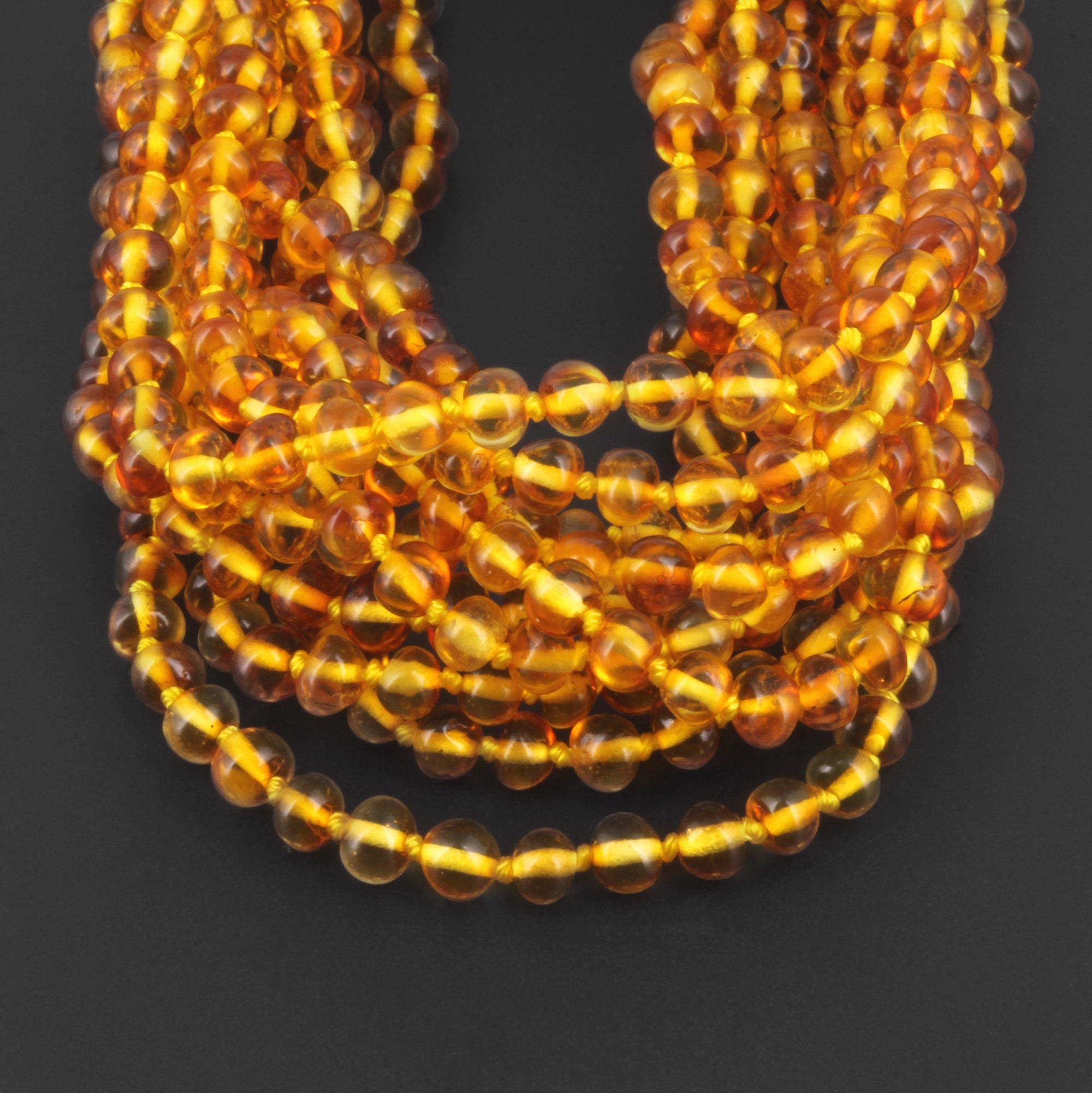 Baltic Amber Baby Teething Necklace Baroque Light Cognac Glossy Finish - Wholesale Lot of 10pcs - 32cm / 12.6in - XB54LC