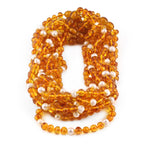 BALTIC AMBER BABY NECKLACES WITH FRESHWATER PEARL LOT OF 10pcs. P1