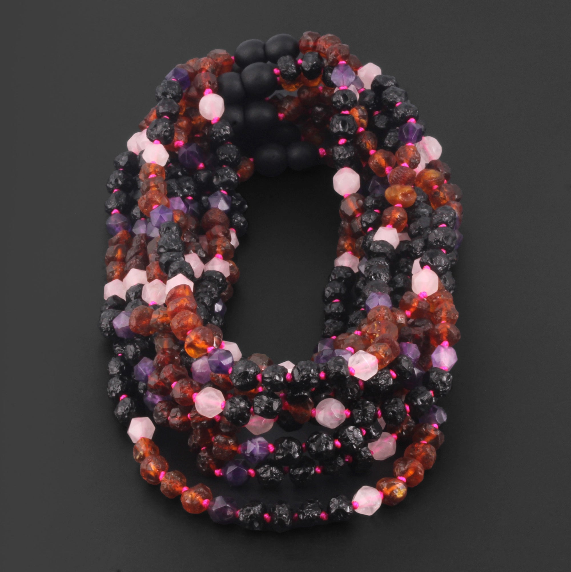 BALTIC AMBER BABY NECKLACES WITH AMETHYST & ROSE QUARTZ LOT OF 10pcs. LE561