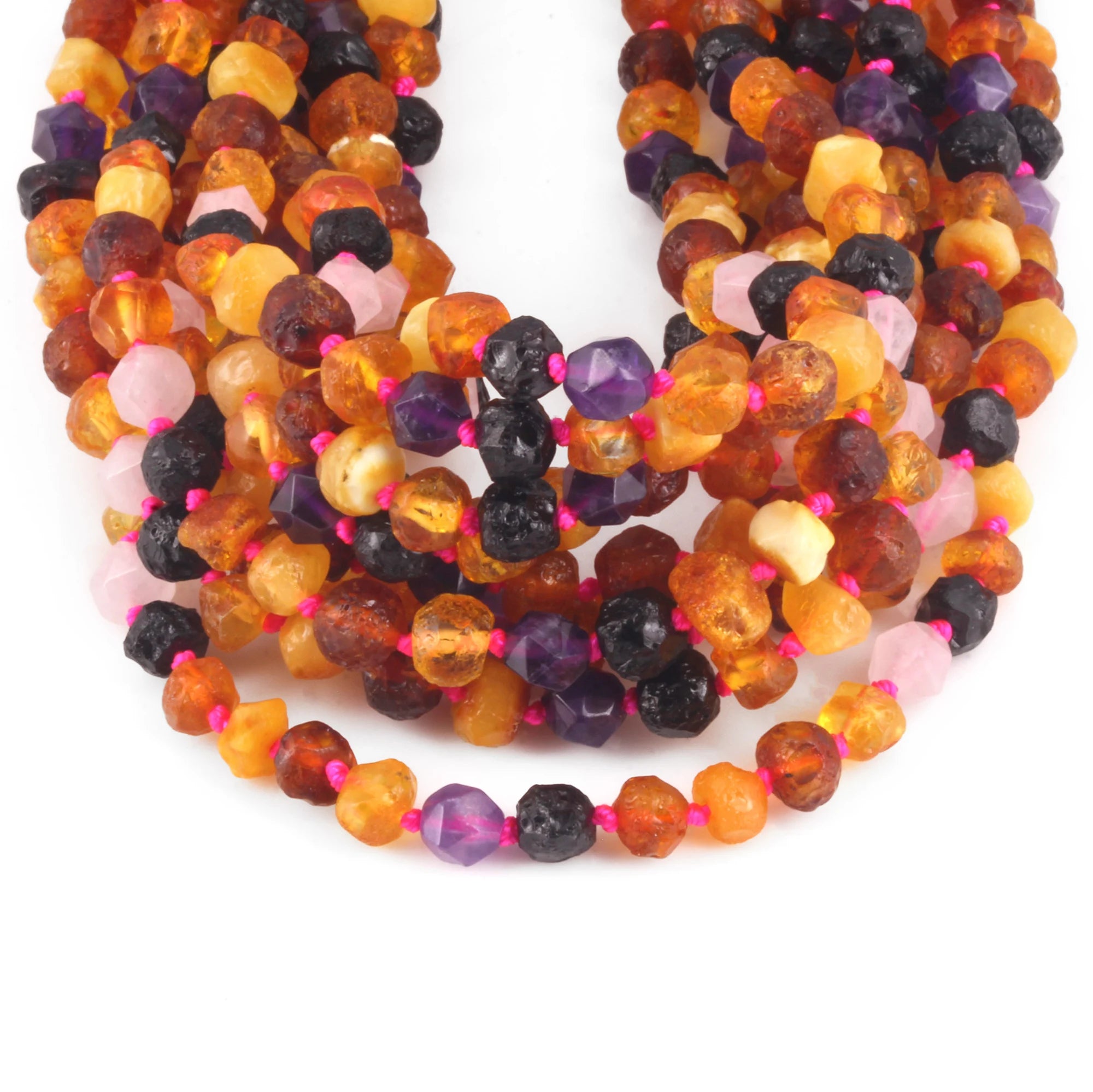 BALTIC AMBER BABY NECKLACES WITH AMETHYST & ROSE QUARTZ LOT OF 10pcs. LE560