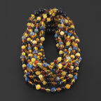 BALTIC AMBER BABY TEETHING NECKLACES WITH DEEP BLUE IMPERIAL JASPER LOT OF 10pcs. LE555
