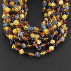 BALTIC AMBER BABY TEETHING NECKLACES WITH DEEP BLUE IMPERIAL JASPER LOT OF 10pcs. LE555