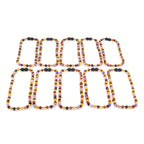Baltic Amber & Purple Agate Junior Necklace Baroque Multicolor Matte Finish - Wholesale Lot of 10pcs - 38cm / 15in - JN72