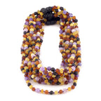Baltic Amber & Purple Agate Junior Necklace Baroque Multicolor Matte Finish - Wholesale Lot of 10pcs - 38cm / 15in - JN72
