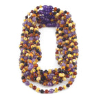 BALTIC AMBER JUNIOR NECKLACES WITH AMETHYST LOT OF 10pcs. JN83-B