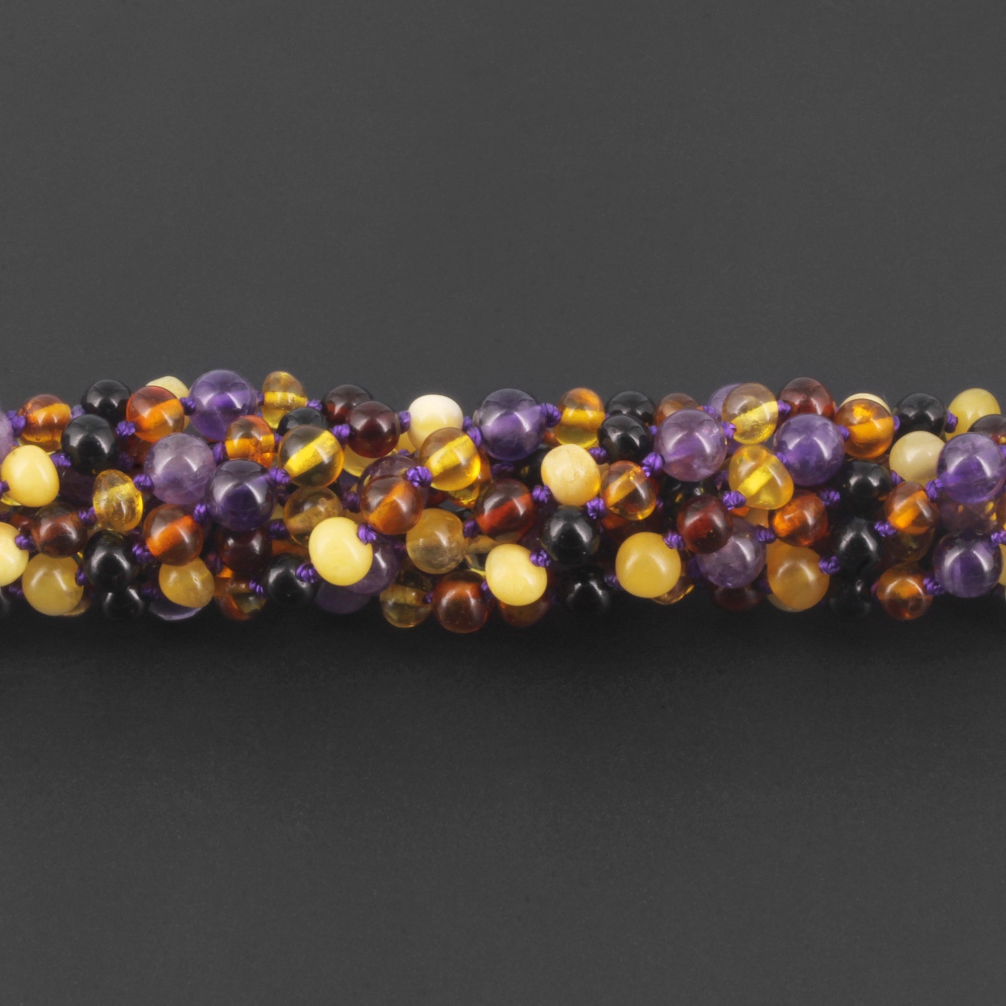 BALTIC AMBER JUNIOR NECKLACES WITH AMETHYST LOT OF 10pcs. JN83-B