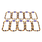 BALTIC AMBER BABY TEETHING NECKLACES WITH PURPLE TIGER EYE LOT OF 10pcs. LE554