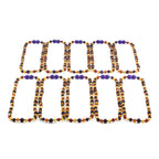 Baltic Amber & Purple Tiger Eye Junior Necklace Baroque Multicolor Glossy Finish - Wholesale Lot of 10pcs - 38cm / 15in - JN100