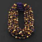 Baltic Amber & Purple Tiger Eye Junior Necklace Baroque Multicolor Glossy Finish - Wholesale Lot of 10pcs - 38cm / 15in - JN100
