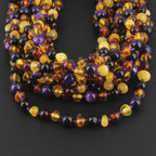 BALTIC AMBER BABY TEETHING NECKLACES WITH PURPLE TIGER EYE LOT OF 10pcs. LE554