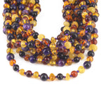 BALTIC AMBER BABY TEETHING NECKLACES WITH PURPLE TIGER EYE LOT OF 10pcs. LE554