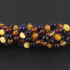 Baltic Amber & Purple Tiger Eye Junior Necklace Baroque Multicolor Glossy Finish - Wholesale Lot of 10pcs - 38cm / 15in - JN100