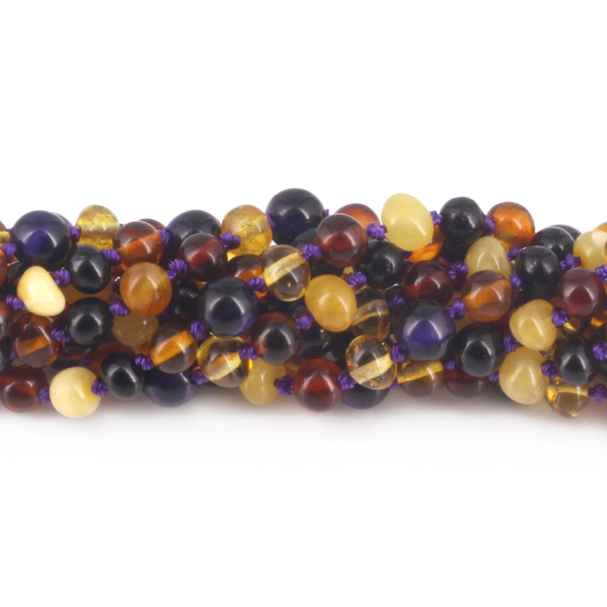 BALTIC AMBER JUNIOR NECKLACES WITH PURPLE TIGER EYE LOT OF 10pcs. JN100