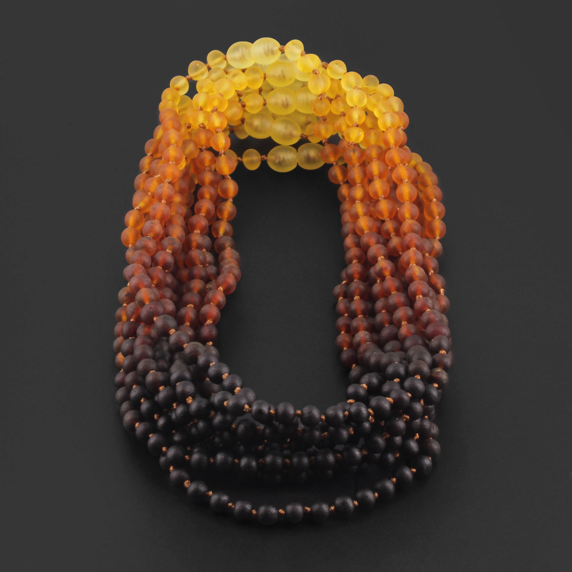Baltic Amber Junior Necklace Baroque Rainbow Matte Finish - Wholesale Lot of 10pcs - 38cm / 15in - XB54R1M