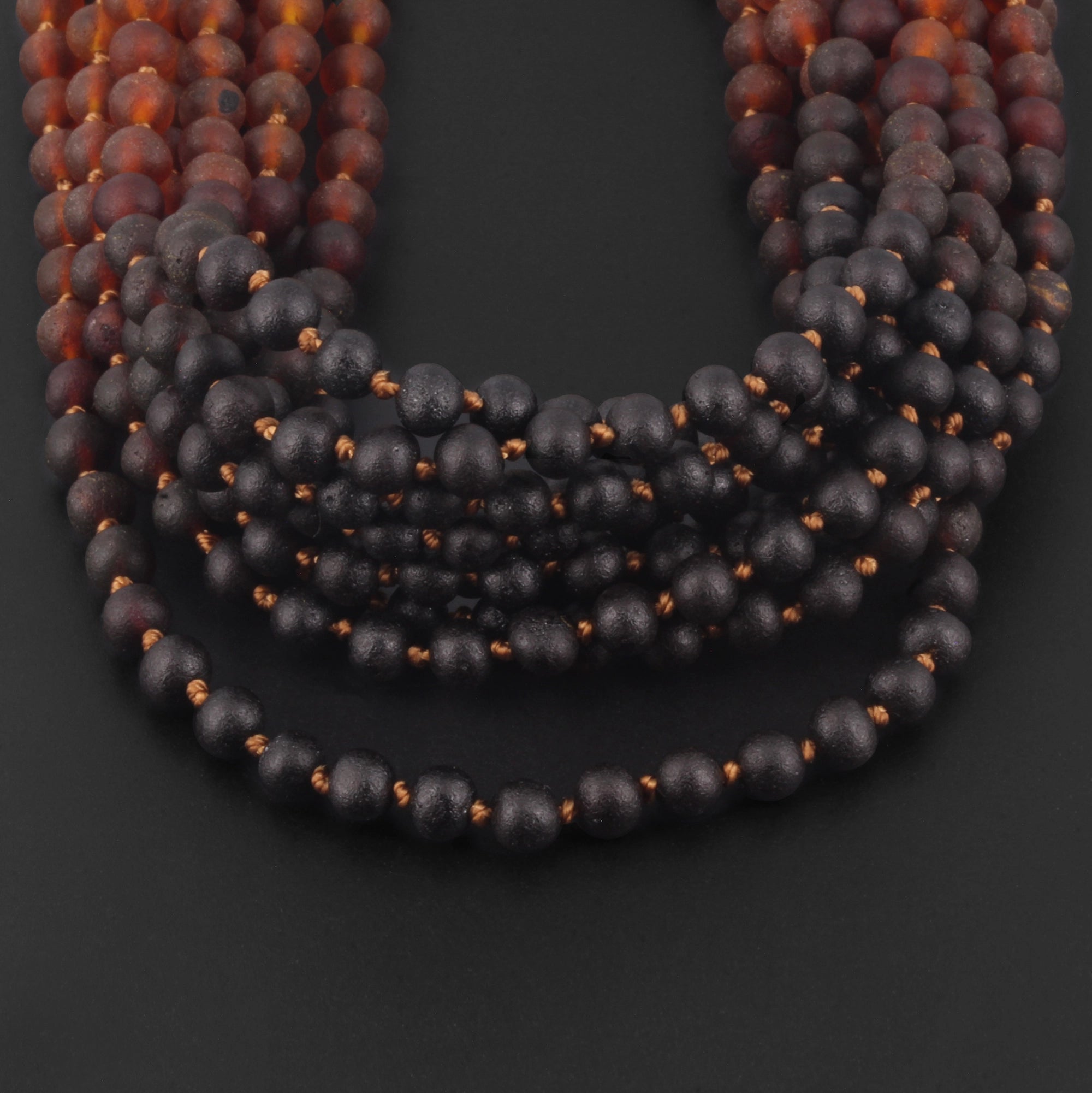Baltic Amber Junior Necklace Baroque Rainbow Matte Finish - Wholesale Lot of 10pcs - 38cm / 15in - XB54R1M