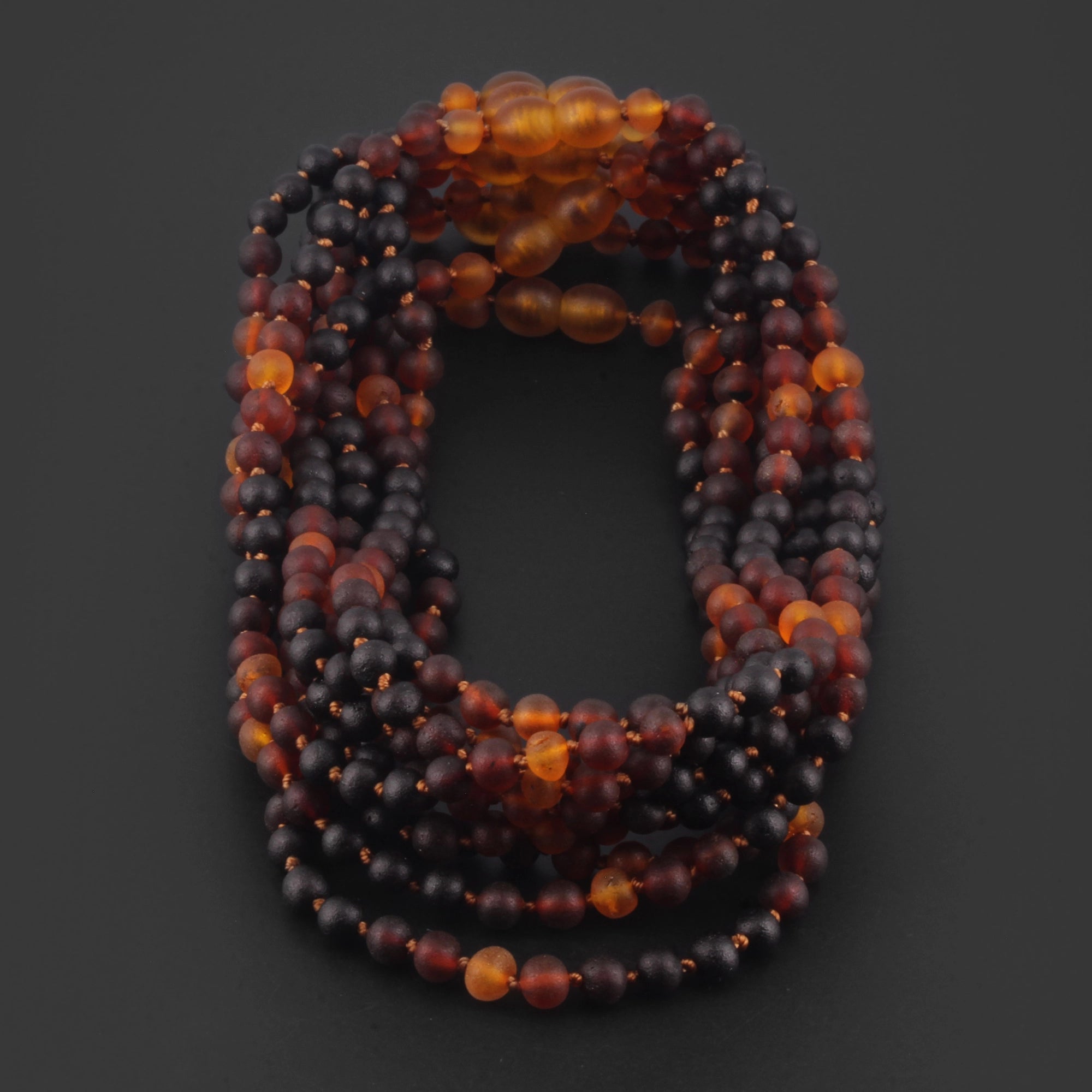 Baltic Amber Baby Teething Necklace Baroque Rainbow Matte Finish - Wholesale Lot of 10pcs - 32cm / 12.6in - XB55RB3M