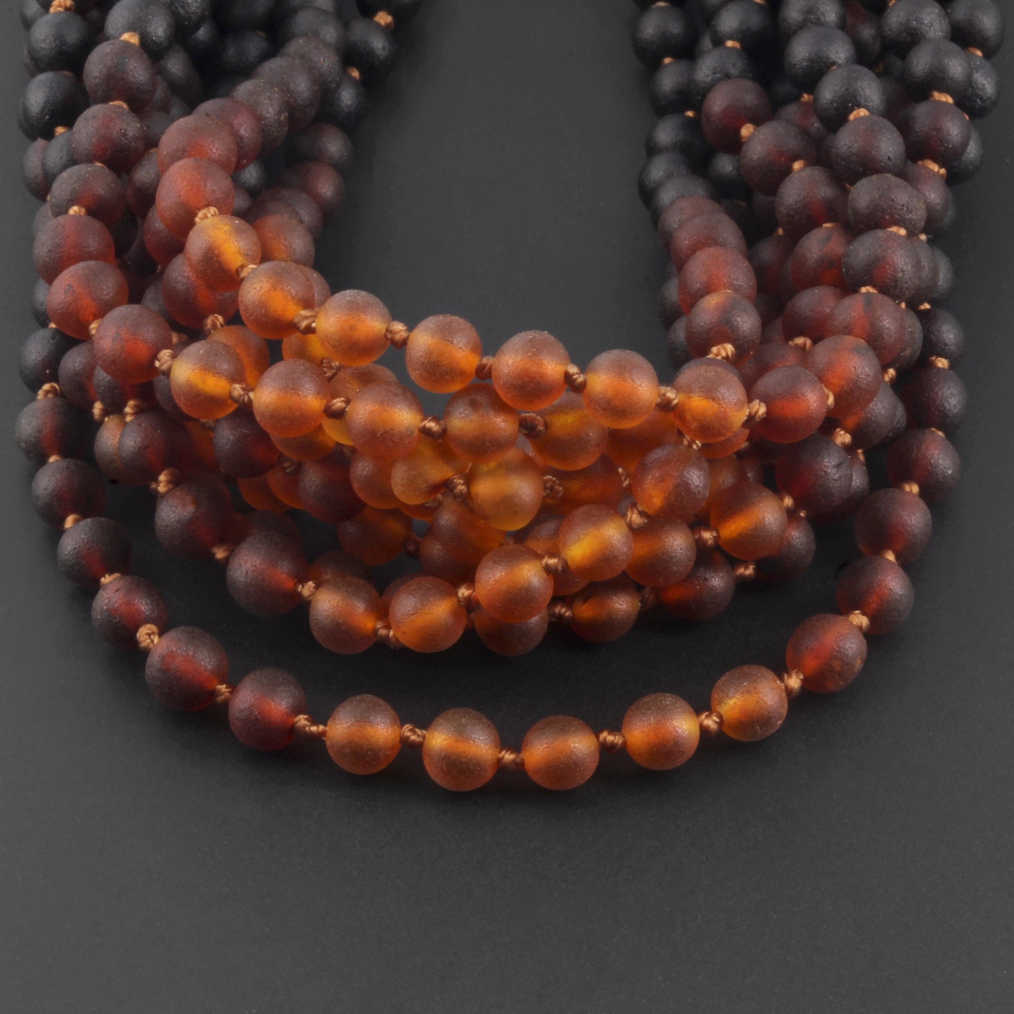Baltic Amber Baby Teething Necklace Baroque Rainbow Matte Finish - Wholesale Lot of 10pcs - 32cm / 12.6in - XB55RB1M