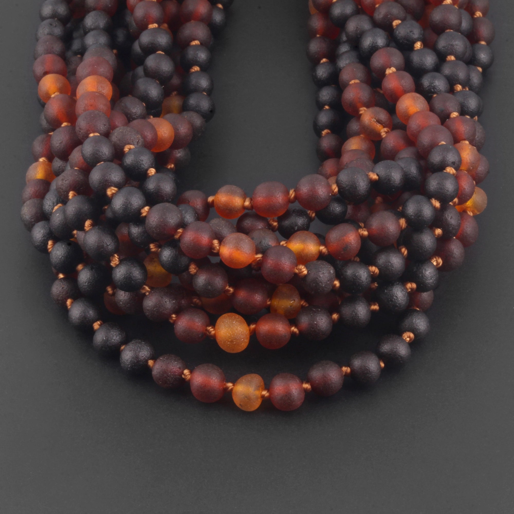 Baltic Amber Baby Teething Necklace Baroque Rainbow Matte Finish - Wholesale Lot of 10pcs - 32cm / 12.6in - XB55RB3M