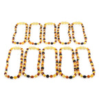 Baltic Amber Baby Teething Necklace Olive Multicolor Glossy Finish - Wholesale Lot of 10pcs - 32cm / 12.6in - XO54M1