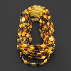 Baltic Amber Baby Teething Necklace Olive Multicolor Glossy Finish - Wholesale Lot of 10pcs - 32cm / 12.6in - XO54M1