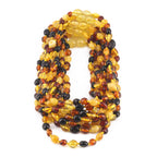 Baltic Amber Baby Teething Necklace Olive Multicolor Glossy Finish - Wholesale Lot of 10pcs - 32cm / 12.6in - XO54M1