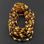 Baltic Amber Baby Teething Necklace Olive Multicolor Glossy Finish - Wholesale Lot of 10pcs - 32cm / 12.6in - XO54M