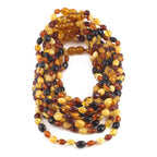 Baltic Amber Baby Teething Necklace Olive Multicolor Glossy Finish - Wholesale Lot of 10pcs - 32cm / 12.6in - XO54M