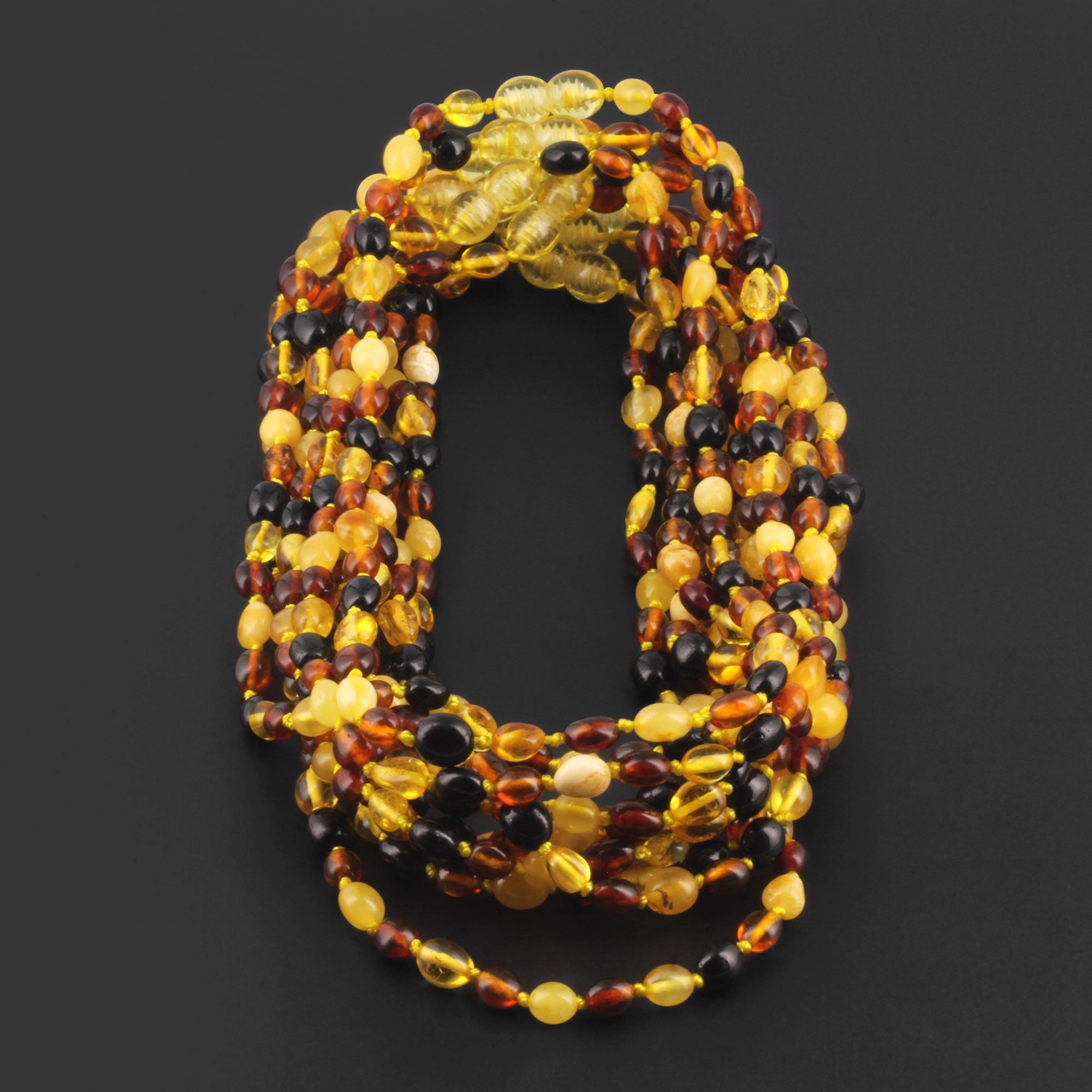 BALTIC AMBER JUNIOR NECKLACES LOT OF 10pcs - OLIVE. XO54M1