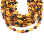 Baltic Amber Baby Teething Necklace Olive Multicolor Glossy Finish - Wholesale Lot of 10pcs - 32cm / 12.6in - XO54M1