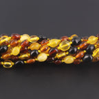 Baltic Amber Baby Teething Necklace Olive Multicolor Glossy Finish - Wholesale Lot of 10pcs - 32cm / 12.6in - XO54M1