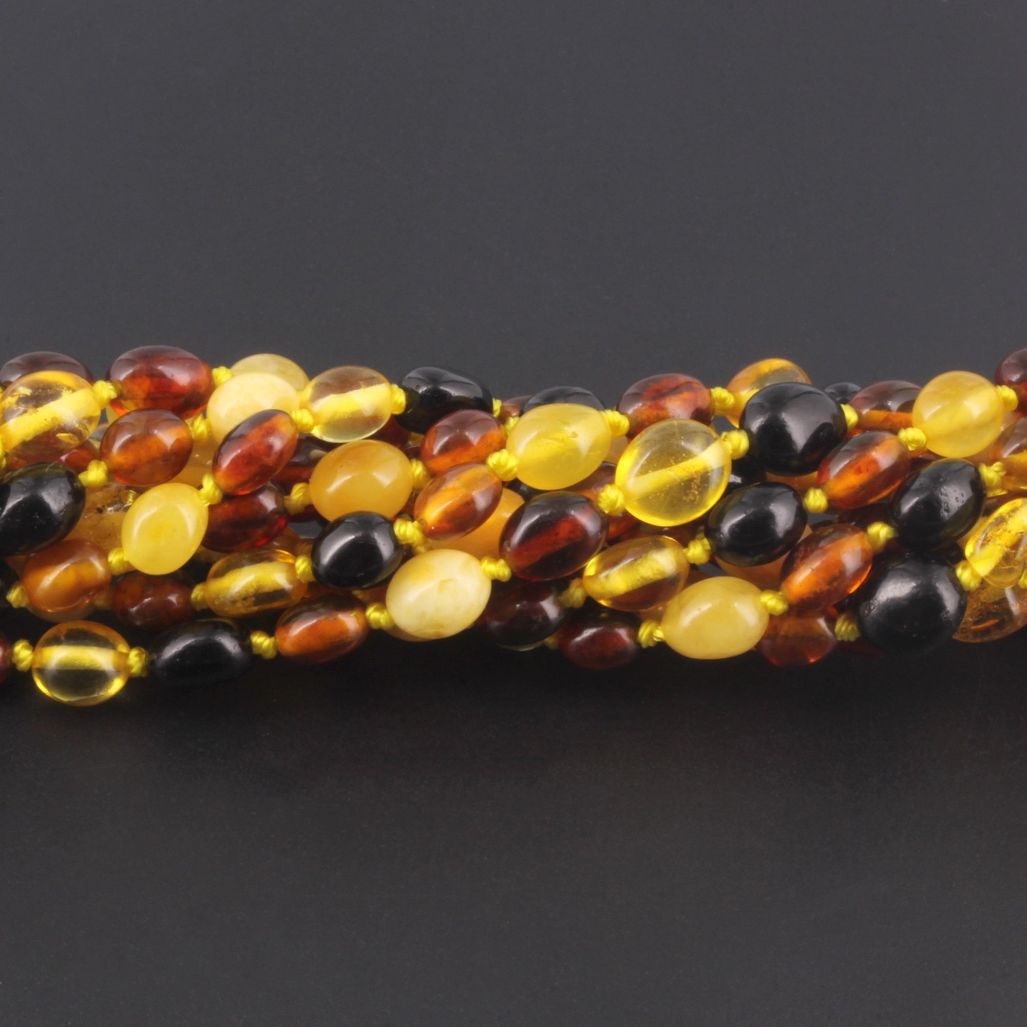Baltic Amber Baby Teething Necklace Olive Multicolor Glossy Finish - Wholesale Lot of 10pcs - 32cm / 12.6in - XO54M1