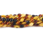 Baltic Amber Baby Teething Necklace Olive Multicolor Glossy Finish - Wholesale Lot of 10pcs - 32cm / 12.6in - XO54M1