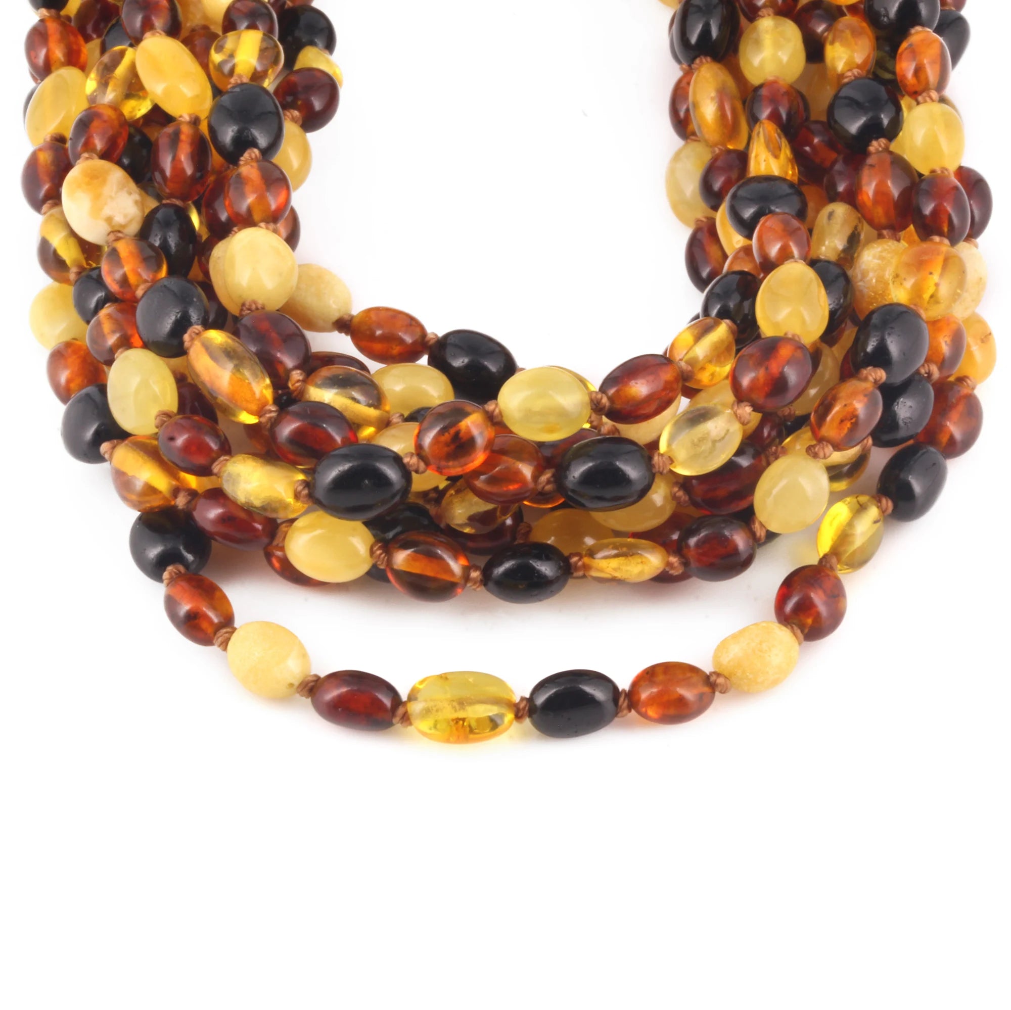 BALTIC AMBER BABY TEETHING NECKLACES LOT OF 10pcs - OLIVE. XO54M