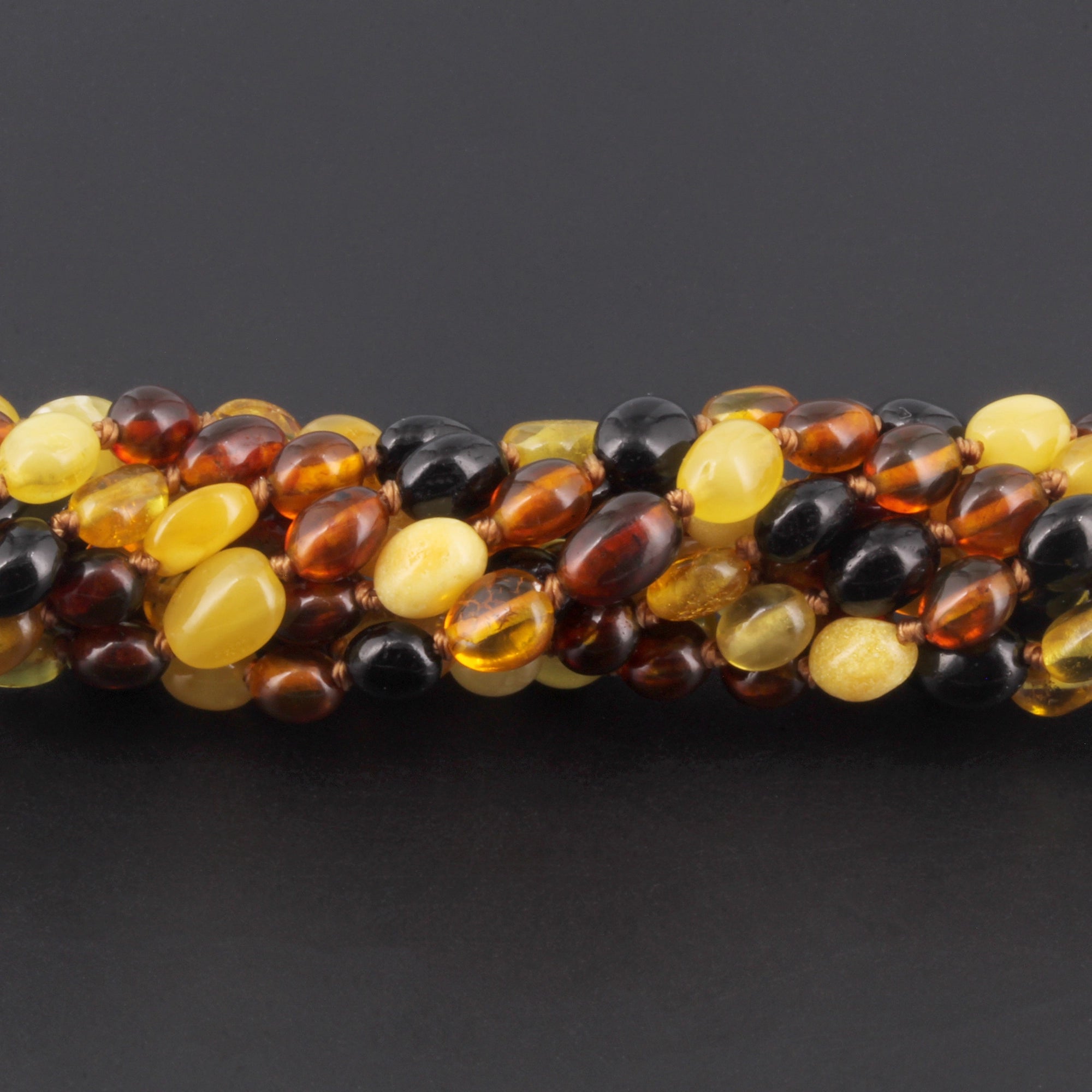 Baltic Amber Baby Teething Necklace Olive Multicolor Glossy Finish - Wholesale Lot of 10pcs - 32cm / 12.6in - XO54M